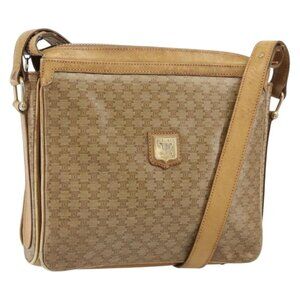 Authentic CELINE Macadam Canvas Shoulder Bag PVC Beige Gold